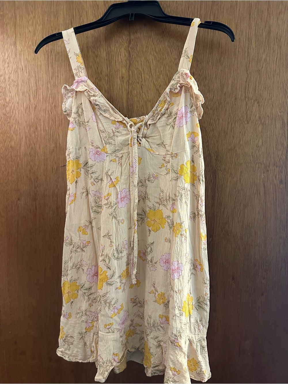 SO Floral Tie-Front Sundress in Cream, Yellow & Pink